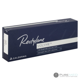 Restylane volyme гиалуроновая кислота с анестезией, наполнение губ, глубокие морщины, волюмометрия, наполнение щек